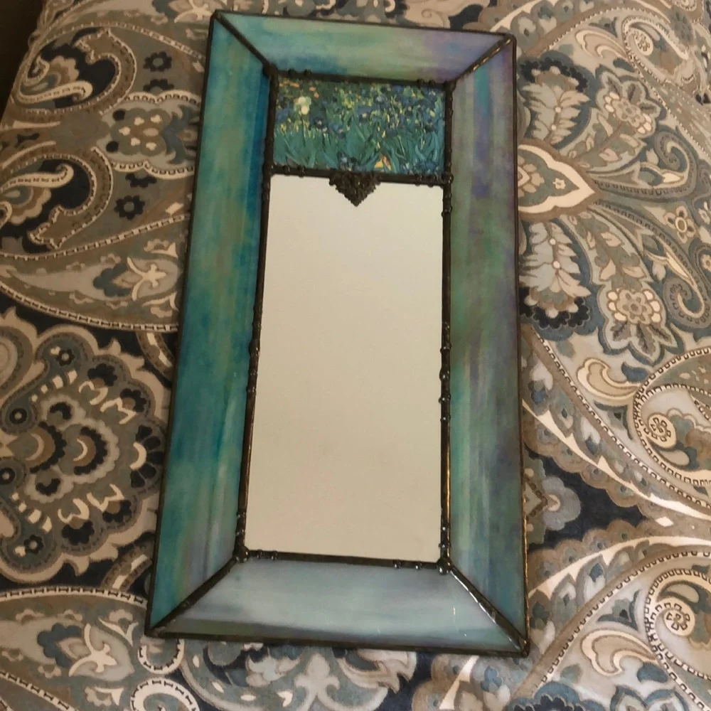 Vintage ‘83 Handcrafted Van Gogh Iris Mirror (Like New)